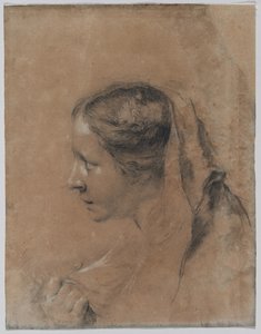 Hoved af en kvinde i profil med et tørklæde. af Giovanni Battista Piazzetta