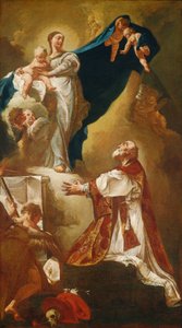 Madonna og barn viser sig for Saint Philip Neri, sandsynligvis 1725 eller senere. af Giovanni Battista Piazzetta