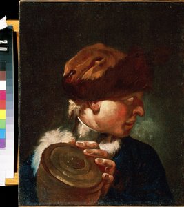 ""Soldatportræt"" Soldat i rustning. Maleri af Giovan Battista (Giambattista) Piazzetta (1683-1754) Mikhail Kroshitsky kunstmuseum fra det 18. århundrede, Sevastopol (Sevastopol) Ukraine af Giovanni Battista Piazzetta