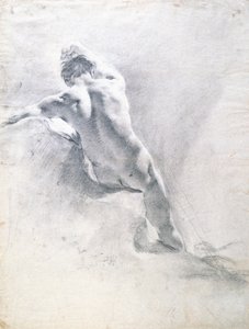 Studie af en nøgen mand, ca. 1715 (sort kridt forhøjet med hvidt på papir)