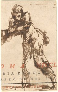 En mand, der læner sig op ad en struktur af Giovanni Battista Piranesi