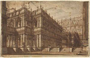 Et antikt forum med portiker af Giovanni Battista Piranesi