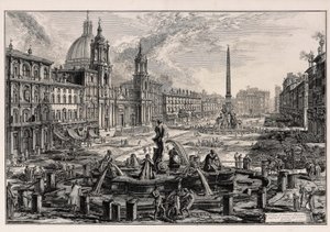 Udsigt over Piazza Navona i Rom (fra: Vedute di Roma) af Giovanni Battista Piranesi
