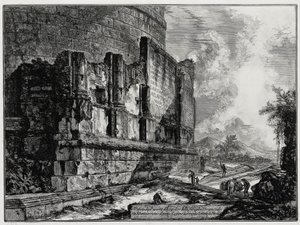 Udsigt over resterne af Plautiernes gravmæle nær Tivoli (fra: Vedute di Roma) af Giovanni Battista Piranesi