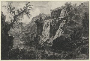 Udsigt over vandfaldet i Tivoli (fra: Vedute di Roma) af Giovanni Battista Piranesi