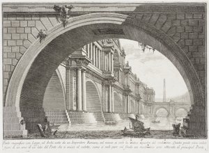 Bro dækket af loggiaer og buer af Giovanni Battista Piranesi