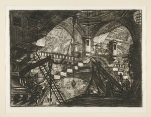 Carceri, XI: Buen med et muslingeornament af Giovanni Battista Piranesi
