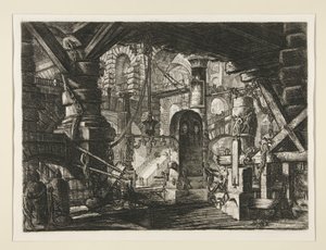 Carceri, XVI: Kajen med kæder af Giovanni Battista Piranesi