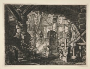 Carceri, XVI: Broen med kæder af Giovanni Battista Piranesi