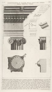 Gesims og søjle fra Temple of Fortuna Virilis Tempio della Fortuna Virile, fra ..., 1756. af Giovanni Battista Piranesi