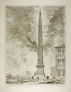 Egyptisk Obelisk. Denne blev rejst af pave Sixtus V på Piazzaen ved St. John Lateran, fra udsigt over Rom af Giovanni Battista Piranesi