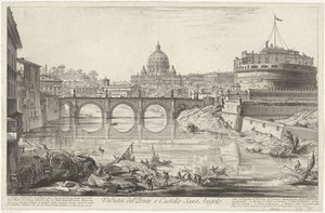 Engelenbrug en Engelenburcht te Rom Udsigt over Ponte og Castello Sant