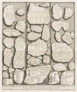 Fragmenter af marmor fra det gamle Roms plan af Giovanni-Battista Piranesi