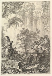 Frontispice, med Statue af Minerva, ca. 1748. af Giovanni Battista Piranesi