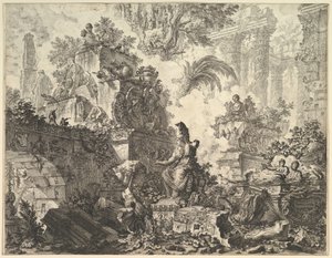 Frontispice, med Statue af Minerva, ca. 1748. af Giovanni Battista Piranesi