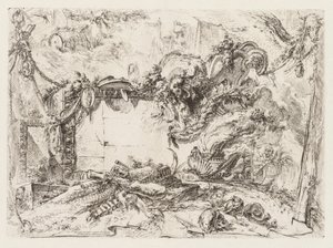 Groteschi: Ruiner med kranier og en rygende vase af Giovanni Battista Piranesi