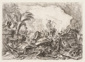 Groteschi: Ruiner med en statue af en faun og en falden søjle af Giovanni Battista Piranesi