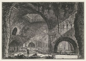 Interieur van de Tempel van Hercules Victor t og Tivoli En anden intern udsigt over Villa di Mecenate i Tivoli (titel på objekt) Gezichten op Rom (serietitel) Udsigt over Rom designet og indgraveret af Giambattista Piranesi-arkitekten Ve (nez) iano (serie  af Giovanni-Battista Piranesi