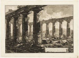 Indvendig udsigt over templet, der menes at være dedikeret til Juno, fra forskellige udsigter over Paestum af Giovanni Battista Piranesi