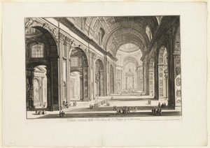 Interiørbillede af Peterskirken i Vatikanet, fra Views of Rome af Giovanni-Battista Piranesi