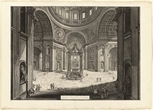 Interiørbillede af Peterskirken i Vatikanet, nær tribunen, fra Views of Rome af Giovanni Battista Piranesi