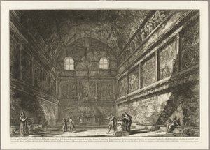 Indvendig udsigt af det gamle Bacchus-tempel, nu kirken S. Urbano, to miles fra Rom, fra Udsigt over Rom af Giovanni-Battista Piranesi