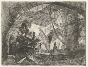 Fangehul med fanger på fremspringende platform Dungeons (serietitel) Invenzioni Capric di Carceri all Acqua Forte (serietitel) af Giovanni Battista Piranesi