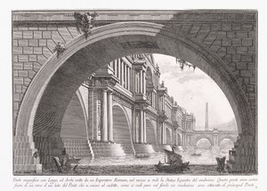 Magnificent Bridge with Loggia dani af Giovanni Battista Piranesi