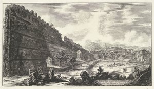 Pecile in der Villa Adriana in Tivoli Veduta degli avanzi del Castro Pretorio nella Villa Adriana a Tivoli (Titel auf dem Objekt) Gesichter von Rom (Serientitel) Vedute di Roma disegnate ed incise da Giambattista Piranesi architetto Veneziano (Serientitel)