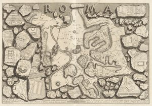 Plan over Rom tegnet med situationen for alle de gamle monumenter af Giovanni-Battista Piranesi
