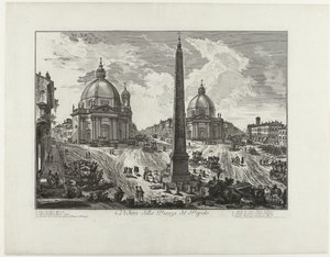 Piazza del Popolo te Rom (titel på objekt) Udsigt over Piazza del Popolo (titel på objekt) Gezichten op Rom (serietitel) Udsigt over Rom designet og indgraveret af Giambattista Piranesi-arkitekten Ve (nez) iano (serietitel) af Giovanni Battista Piranesi