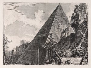 Pyramid af C. Cestio (Pyramid of Gaius Cestius), fra udsigt over Rom (udsigt over Rom) af Giovanni Battista Piranesi