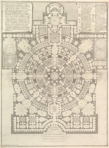 Plan over et rummeligt og storslået kollegium designet efter det gamle gymnasium i Grækenland, 1750. af Giovanni Battista Piranesi