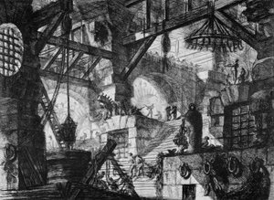 Fanger på en fremspringende platform af Giovanni Battista Piranesi