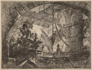 Fanger på en fremspringende platform af Giovanni Battista Piranesi