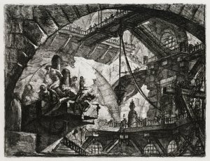 Fanger på en fremspringende platform af Giovanni Battista Piranesi