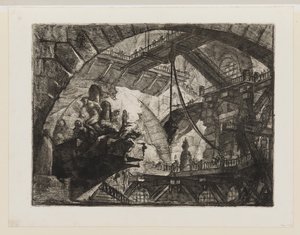 Fanger på en fremspringende platform af Giovanni Battista Piranesi