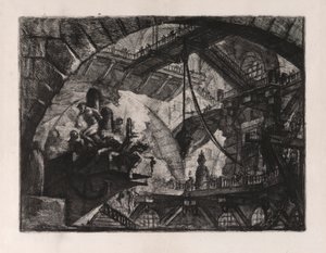 Prisoners on a Projecting Platform, plade 10 fra Carceri d af Giovanni Battista Piranesi