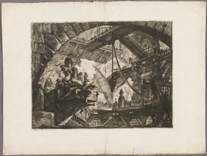Fanger på en projekterende platform, plade 10 fra Imaginary Prisons af Giovanni-Battista Piranesi