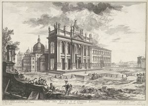 Sint-Jan van Lateranen te Rom Udsigt over basilikaen S. Giovanni Laterano (titel på objekt) Gezichten op Rom (serietitel) Udsigt over Rom designet og indgraveret af Giambattista Piranesi-arkitekten Ve (nez) iano (serietitel) af Giovanni Battista Piranesi