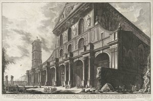 Sint-Paulus buiten de Muren te Rom Udsigt over Basilica of St. Paul uden for murene, bygget af Konstantin den Store (titel på objektet) Gezichten op Rom (serietitel) Udsigt over Rom designet og indgraveret af Giambattista Piranesi-arkitekten Ve (nez) iano  af Giovanni-Battista Piranesi