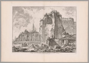 Temple of Sol and Luna..., from Views of Rome (Templer for solen og månen, eller som andre, for Isis og Serapis, fra udsigter over Rom) af Giovanni-Battista Piranesi