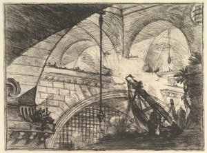 Buen med en Shell Ornament, fra Carceri dinvenzione Imaginary Prisons, ca. 1749-50. af Giovanni Battista Piranesi
