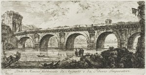 Broen i Rimini bygget af kejserne Augustus og Tiberius, plade 16 fra nogle udsigter over triumfbuer og andre monumenter af Giovanni Battista Piranesi