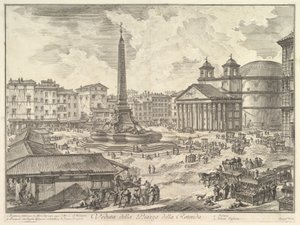 Piazza della Rotonda med Pantheon og obelisken, fra „Vedute di Roma“ af Giovanni Battista Piranesi