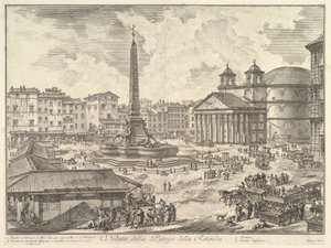 Piazza della Rotonda, med Pantheon og Obelisk Udsigt over Piazza della Rot ..., ca. 1751. af Giovanni Battista Piranesi