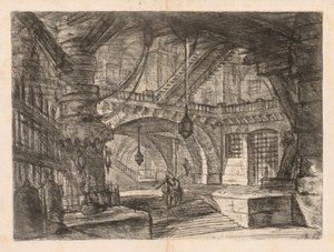 Fængslerne: En bred sal med lanterner, 1745-1750. af Giovanni Battista Piranesi