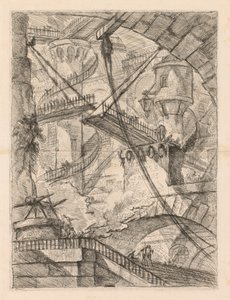 Fængslerne: Et enormt interiør med en vindebro, 1745-1750. af Giovanni Battista Piranesi