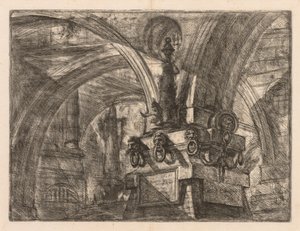 Fængslerne: Runde buer udspringer fra en firkantet søjle af Giovanni Battista Piranesi