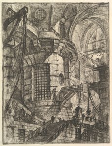 Rundetårn, fra Carceri dinvenzione Imaginary Prisons, ca. 1749-50. af Giovanni Battista Piranesi